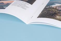 High quality photo booklet, saddle stitched, square format, open Book view